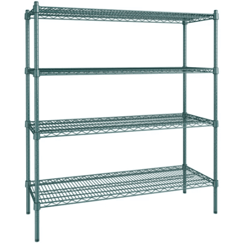 24 x 60 Green Epoxy 4-Shelf Kit with 64 Posts Shelving Unit Storage Rack Utility Rack Wire Garage Shelves Display Rack Pantry Storage Shelf 